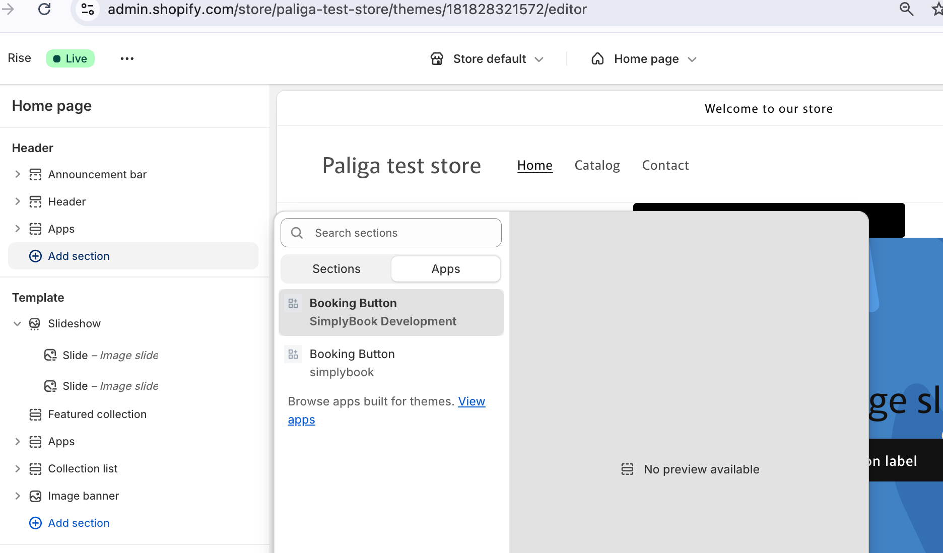 Theme editor — Add SimplyBook app block